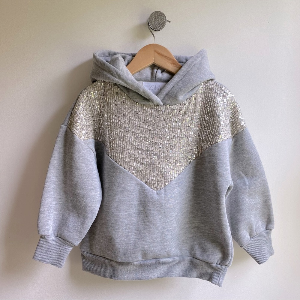 Zara Sequin Hoodie Sz 6 / 116